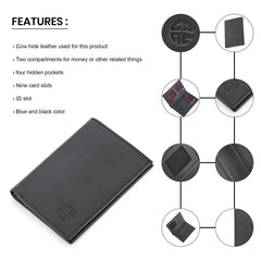 バイフォールド・ブック・スタイル・レザーウォレット