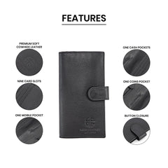 ラグジュアリー・ソフト・カウハイド・レザー・ロングウォレット